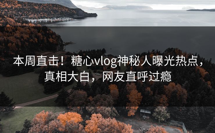 本周直击！糖心vlog神秘人曝光热点，真相大白，网友直呼过瘾