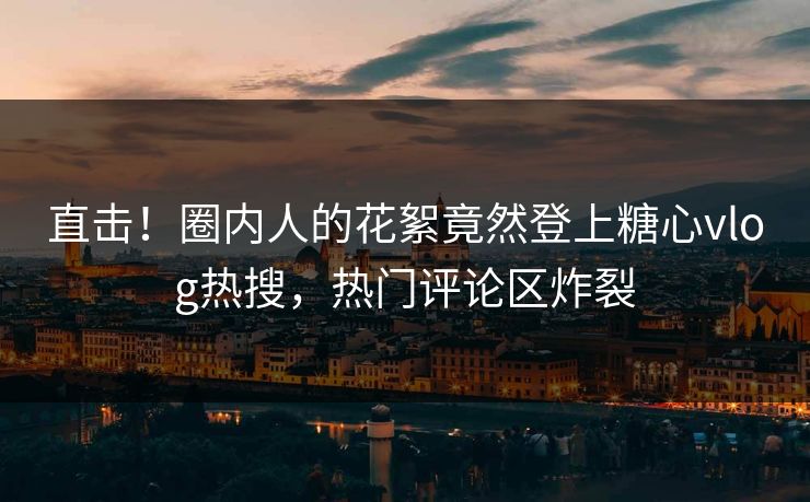 直击！圈内人的花絮竟然登上糖心vlog热搜，热门评论区炸裂