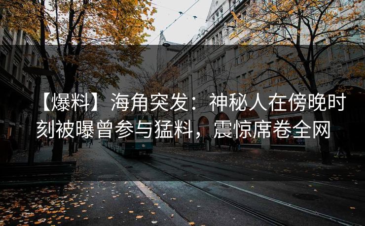 【爆料】海角突发：神秘人在傍晚时刻被曝曾参与猛料，震惊席卷全网