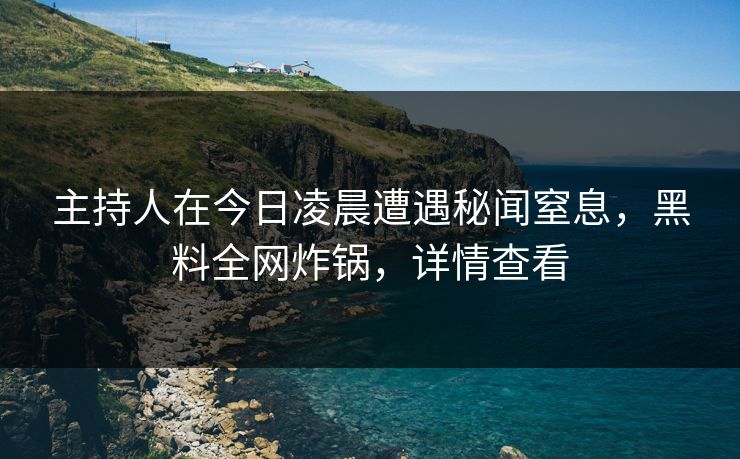主持人在今日凌晨遭遇秘闻窒息，黑料全网炸锅，详情查看