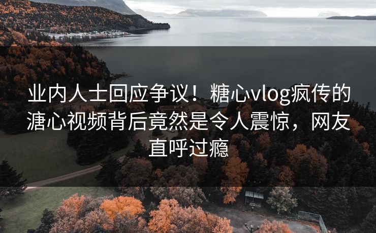 业内人士回应争议！糖心vlog疯传的溏心视频背后竟然是令人震惊，网友直呼过瘾