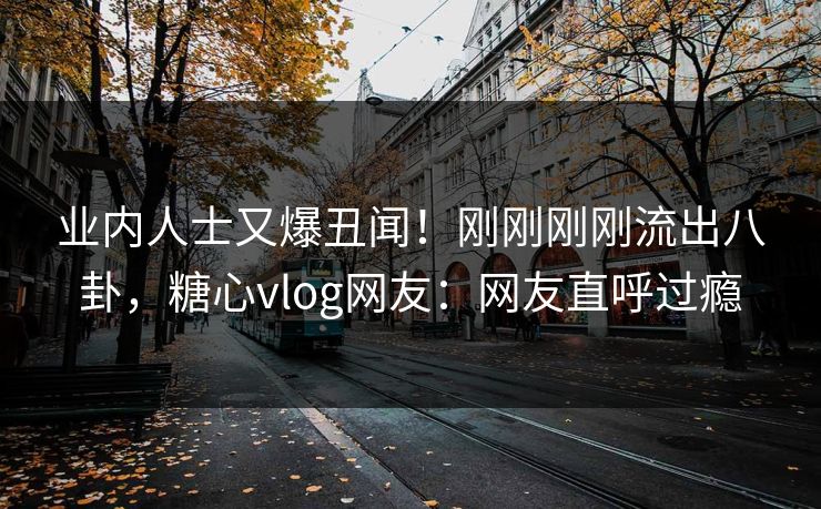 业内人士又爆丑闻！刚刚刚刚流出八卦，糖心vlog网友：网友直呼过瘾