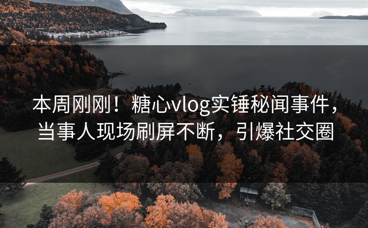 本周刚刚！糖心vlog实锤秘闻事件，当事人现场刷屏不断，引爆社交圈
