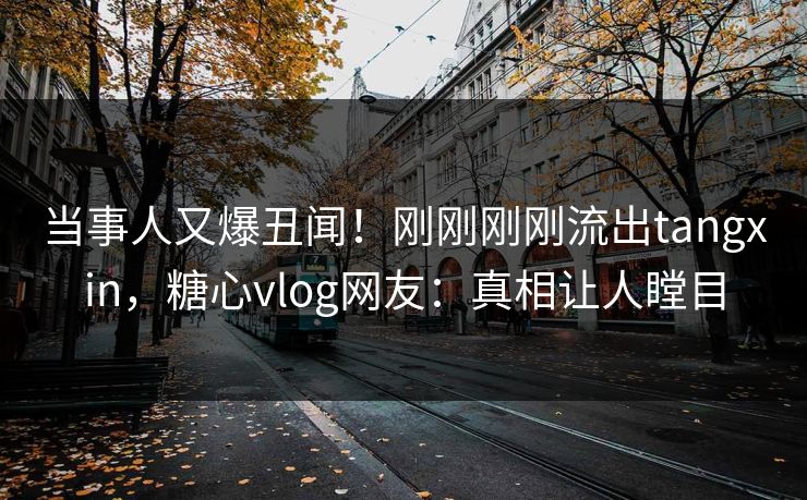 当事人又爆丑闻！刚刚刚刚流出tangxin，糖心vlog网友：真相让人瞠目