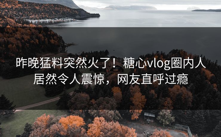 昨晚猛料突然火了！糖心vlog圈内人居然令人震惊，网友直呼过瘾