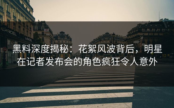 黑料深度揭秘：花絮风波背后，明星在记者发布会的角色疯狂令人意外