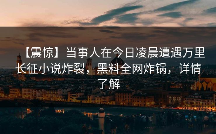 【震惊】当事人在今日凌晨遭遇万里长征小说炸裂,黑料全网炸锅,详情了解 【震惊】当事人在今日凌晨遭遇万里长征小说炸裂,黑料全网炸锅,详情了解